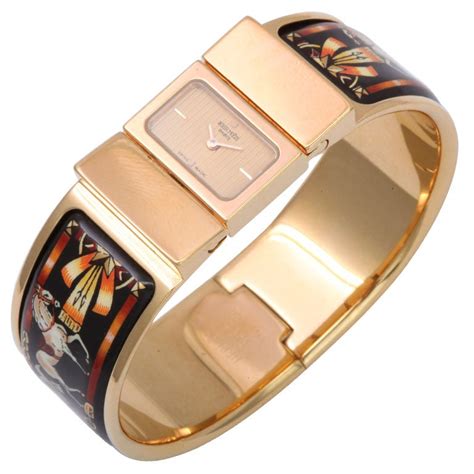 Hermes Loquet vintage enamel bracelet watch 